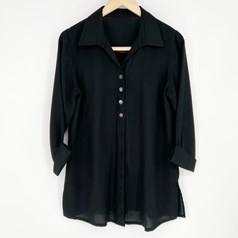 Fridaze Black Linen Tunic XS Luxury Resort‎ wear